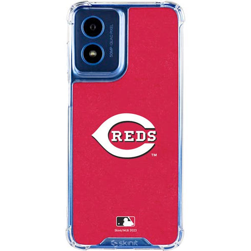 MLB Cincinnati Reds - Solid Distressed Moto G 5G (2024) Clear Case
